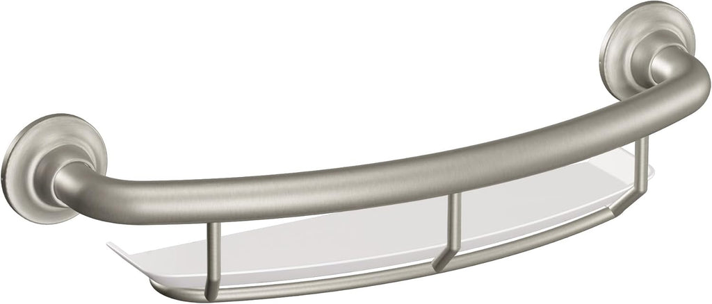 Moen Home Care Bathroom Safety Handrail with Storage Shelf, 16 in, R2356DBN

