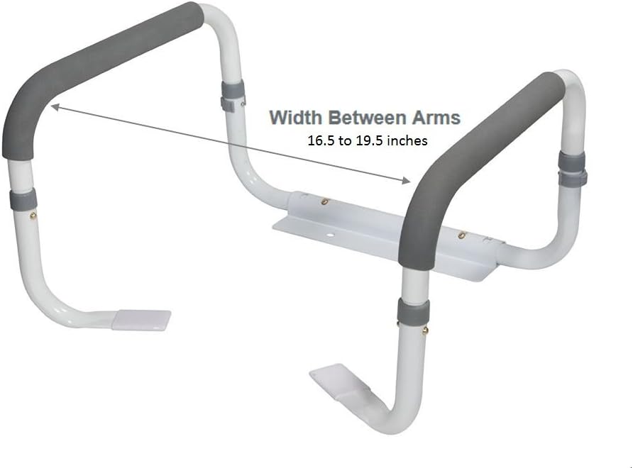 Drive Medical Toilet Grab Bar with Padded Armrests for Standard & Elongated Toilets

