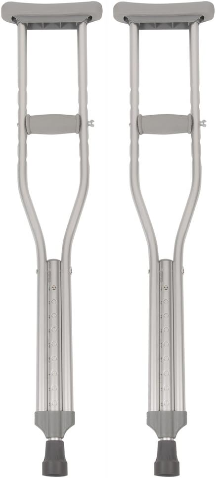 PCP Aluminum Underarm Crutches, Push-Button Adjustable Height, Lightweight (1 Pair)

