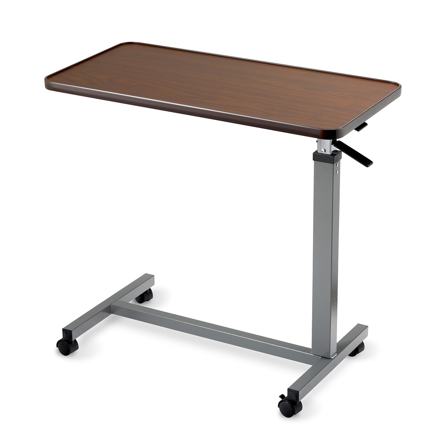 Invacare Height Adjustable Bedside Table with Waterproof Rolling Tray Desk

