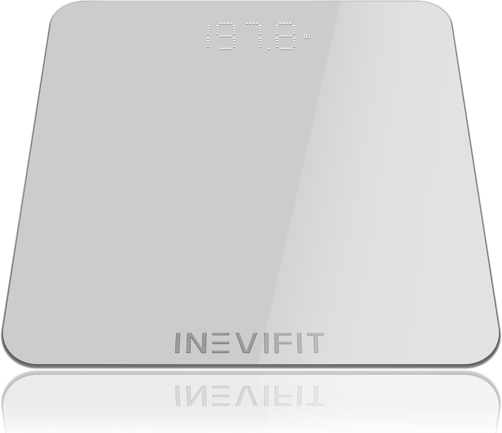 INEVIFIT Digital Bathroom Scale, Tempered Glass Platform, Auto On/Off, 400 lb

