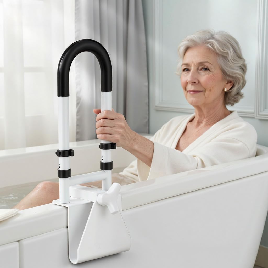 Bathtub Safety Rail Grab Bar with Non-Slip Grip for Seniors, 3.1-6.7 in, 300 lb

