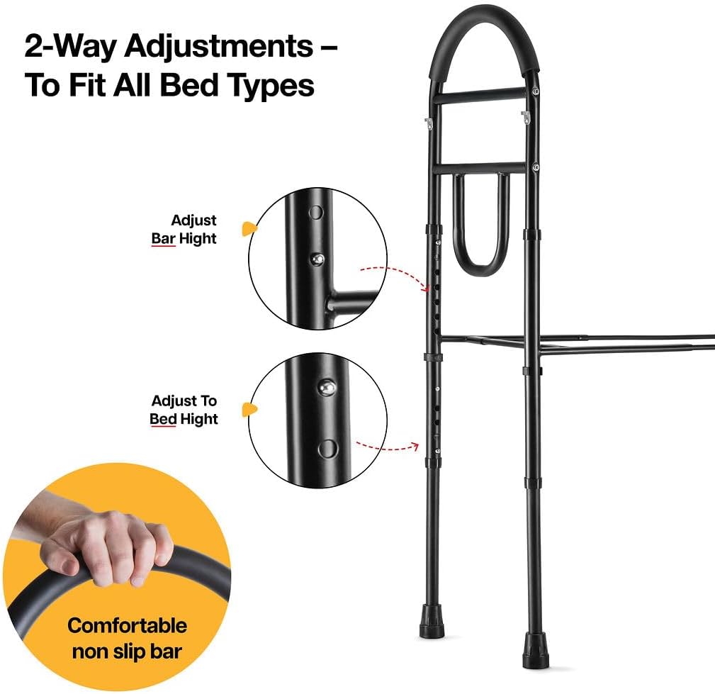 Medical King Adjustable Bed Assist Rails for Seniors, Non-Slip Safety Bed Rail

