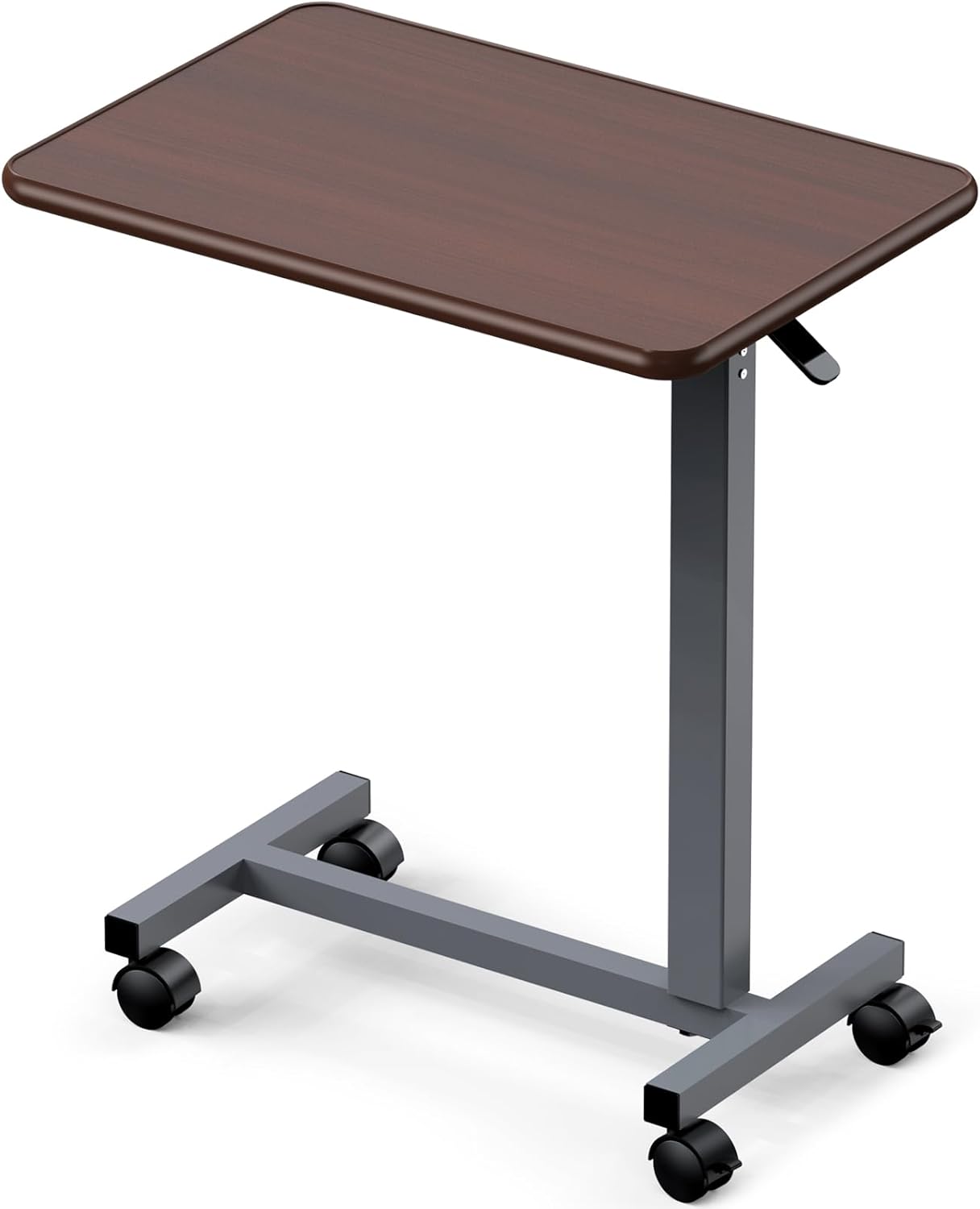 WOTURE Adjustable Overbed Table with Wheels, Pneumatic Height, Bed Tray

