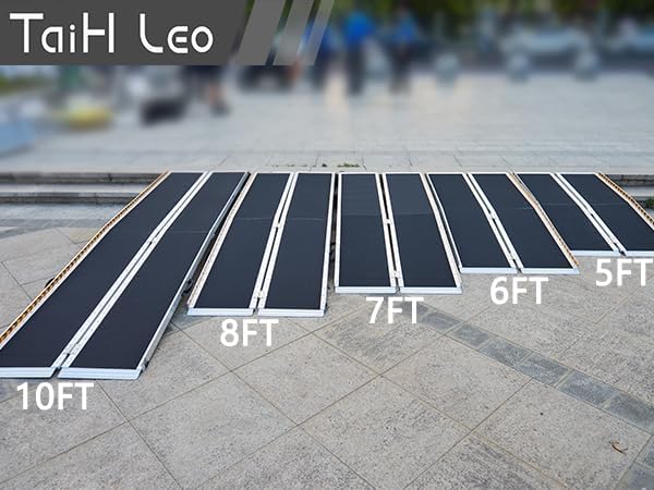 TaiH Leo Foldable Aluminum Wheelchair Ramp with Non-Slip Surface and Support Legs

