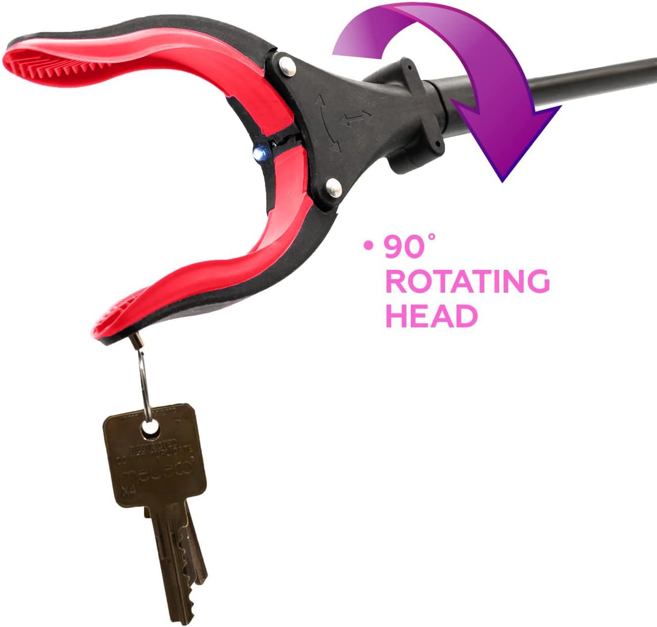 Luxet Magnetic Reacher Grabber Tool with LED, 19 in Aluminum Claw Pickup

