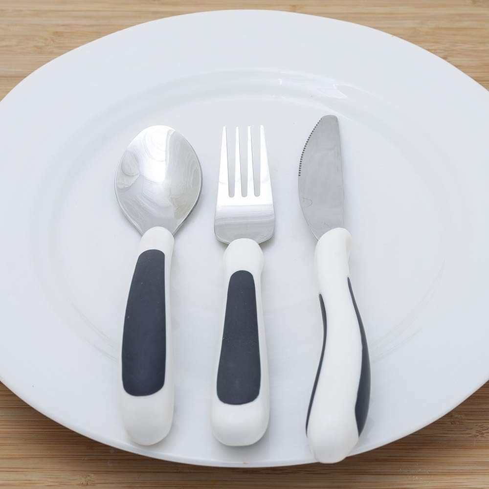 NRS Healthcare Kura Care Adult Easy Grip Cutlery Set, Stainless Steel

