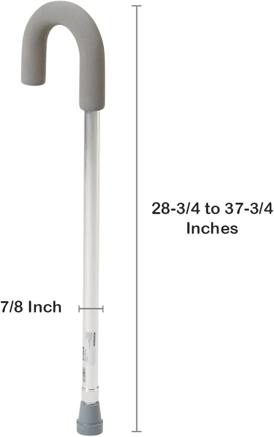 McKesson Aluminum Round Handle Height-Adjustable Cane with Foam Grip

