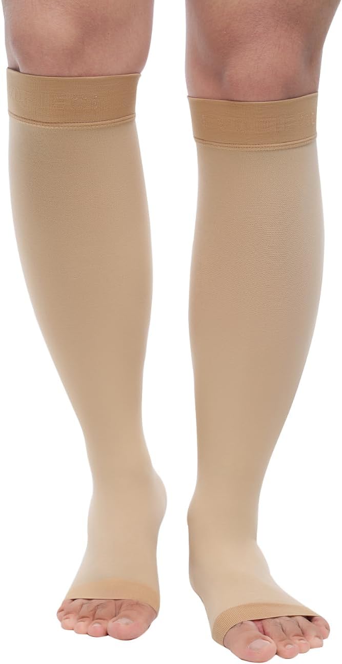 Medical Knee High Compression Socks Open Toe Varicose Veins 8-15 mmHg

