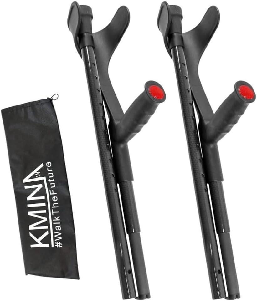 KMINA Foldable Carbon Fiber Forearm Crutches, Open Cuff, Folding Lightweight

