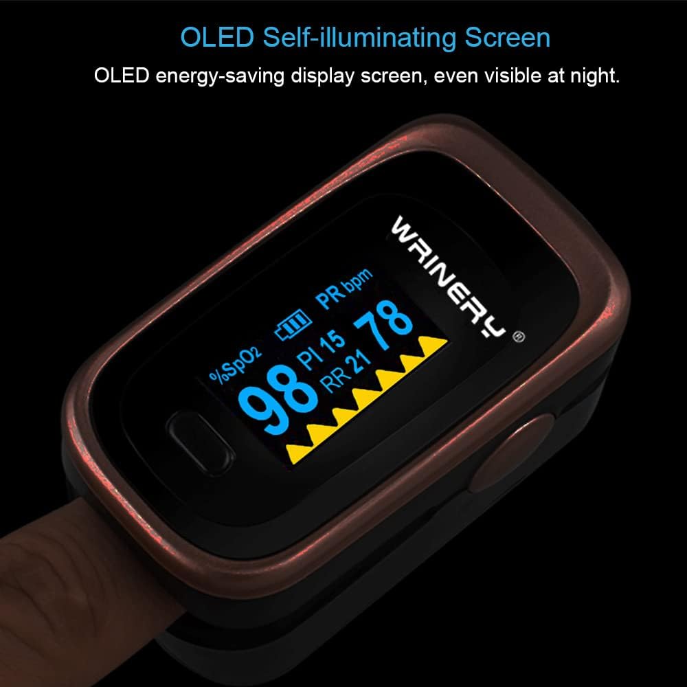 WRINERY Fingertip Pulse Oximeter, Oxygen Saturation Monitor with OLED Display

