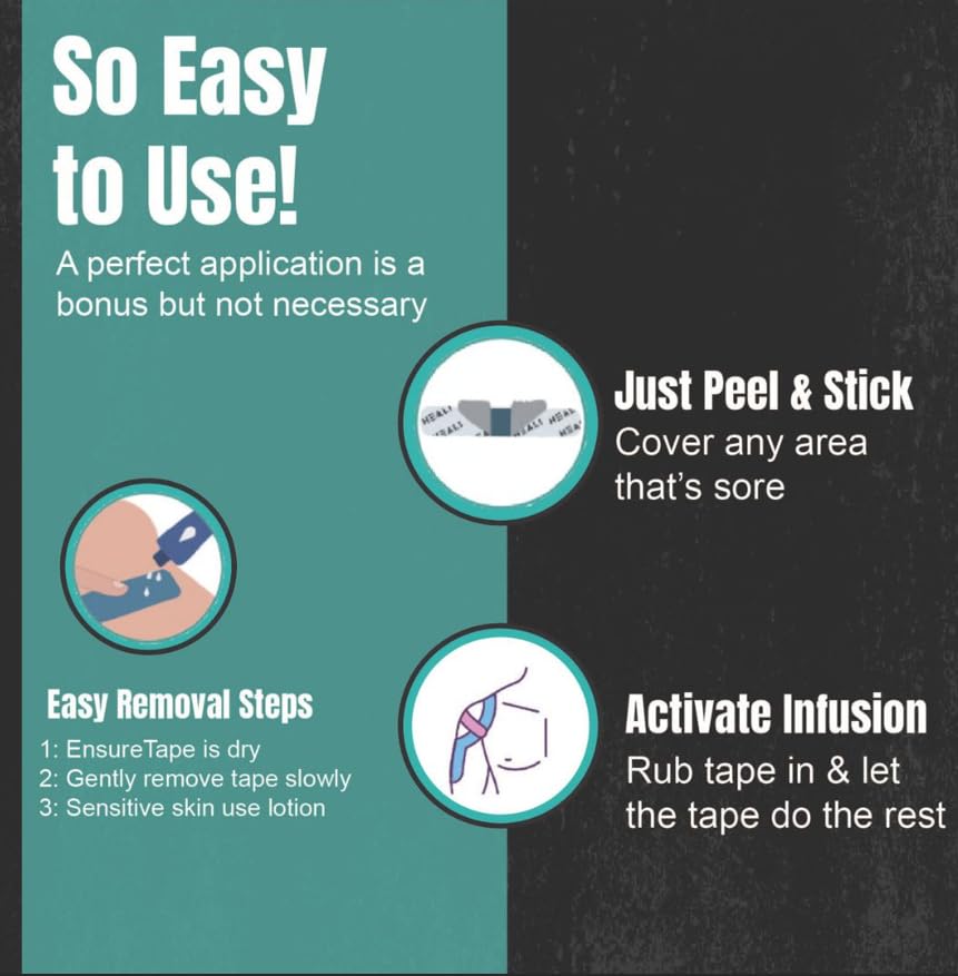 Heali Kinesiology Tape with Magnesium and Menthol, Precut Muscle & Joint Relief, 20

