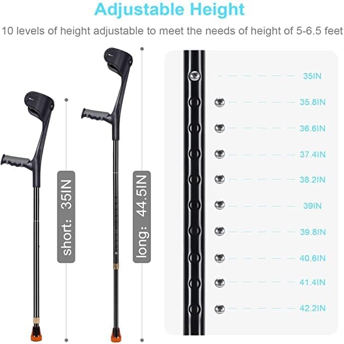 Adult Forearm Crutch with Cuff, Adjustable Folding Anti-Drop Walking Support

