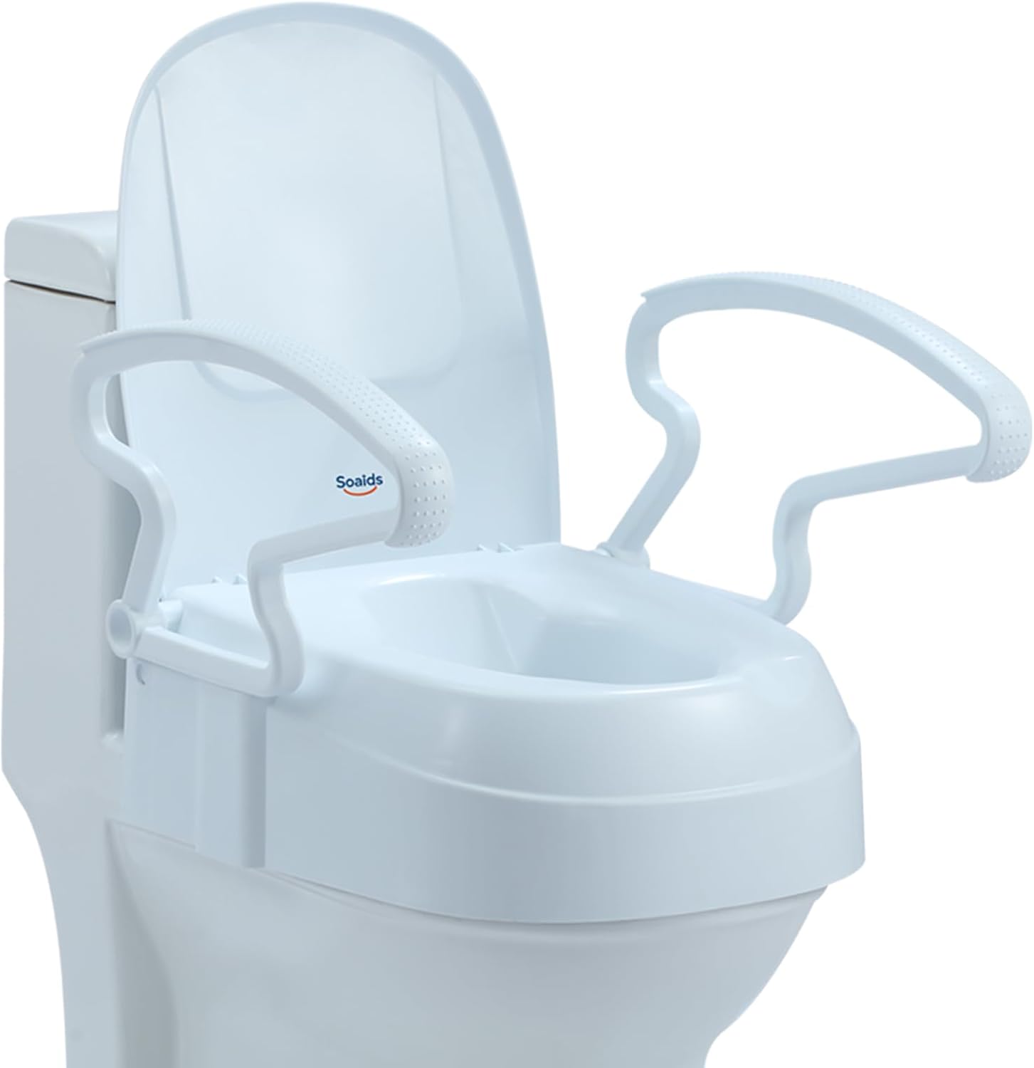 Soaids Raised Toilet Seat Riser with Handles, 3-Level Height Adjustable, 300 lb

