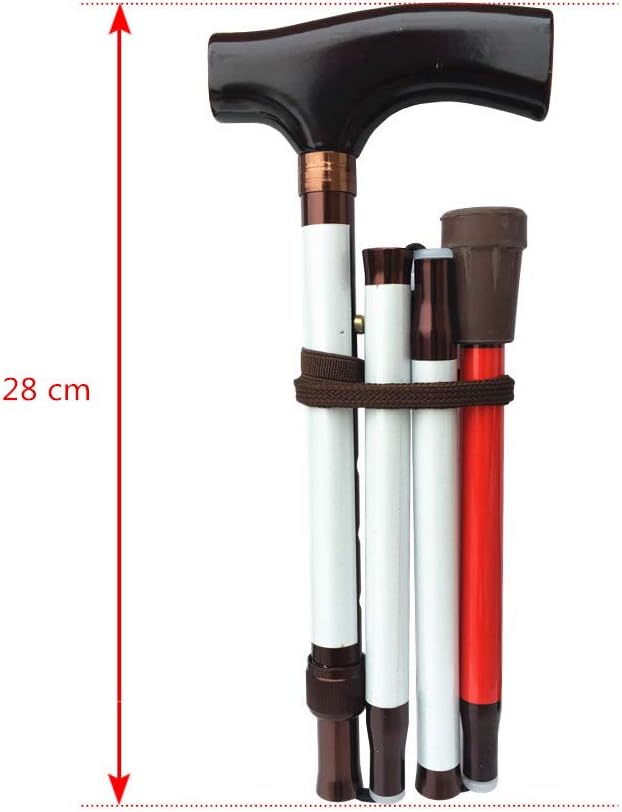 Adjustable Folding Walking Cane Support Stick for Mobility, 4-Section, 31.5–35.4 in

