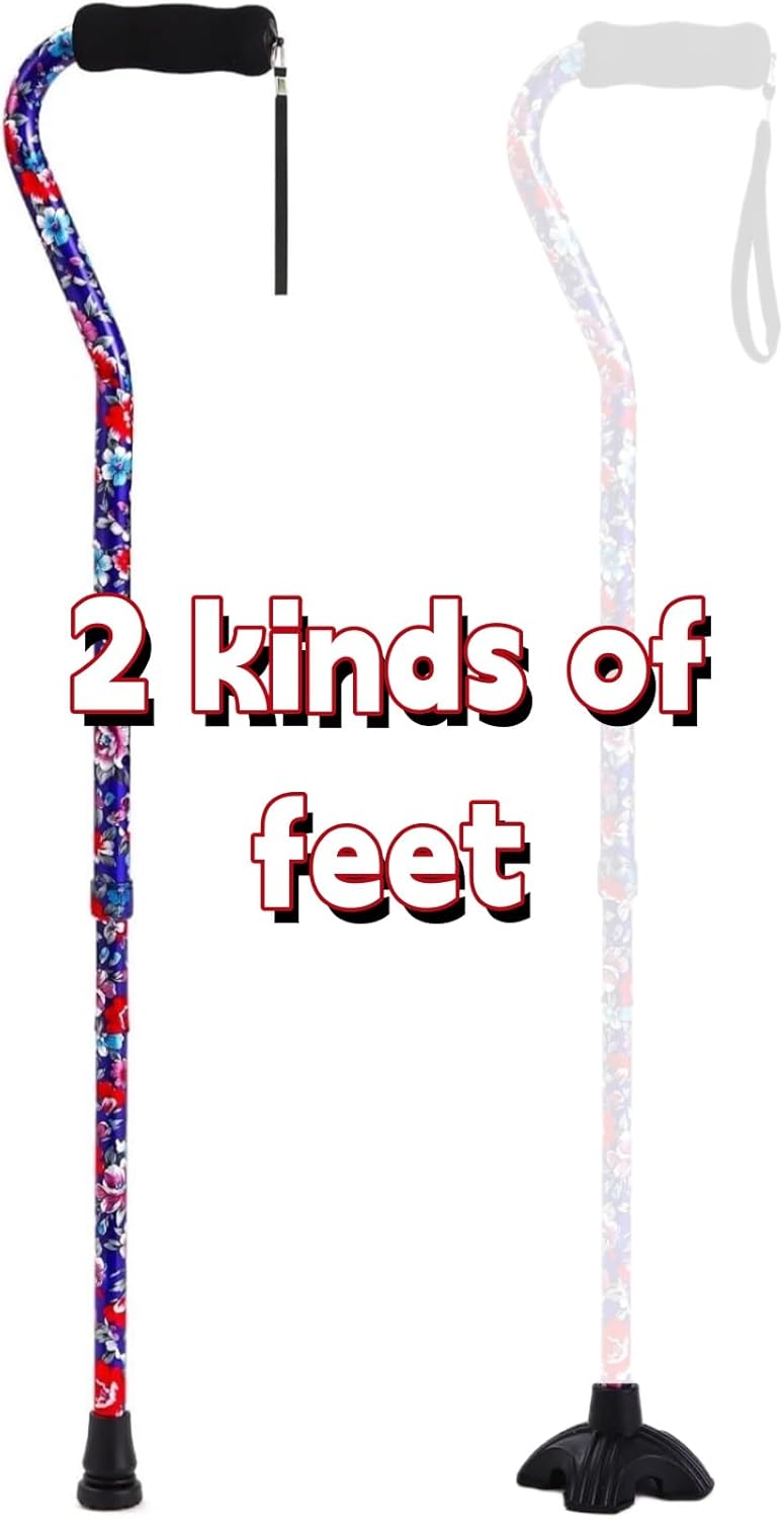Foldable Adjustable Walking Cane with Self-Standing Tip for Seniors

