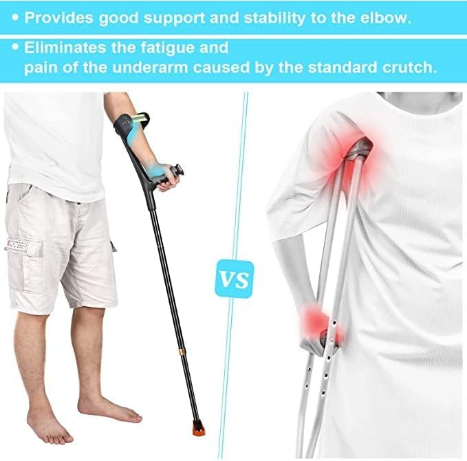 Adult Forearm Crutch with Cuff, Adjustable Folding Anti-Drop Walking Support

