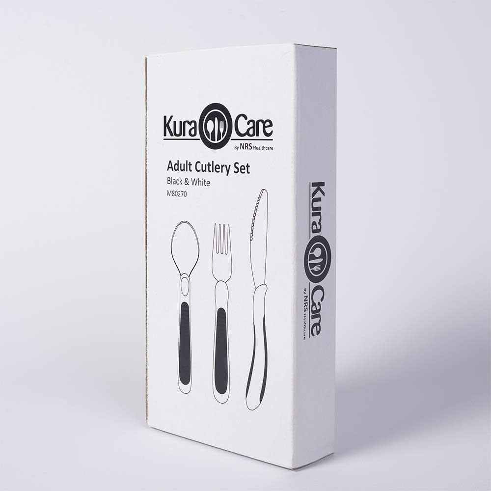 NRS Healthcare Kura Care Adult Easy Grip Cutlery Set, Stainless Steel

