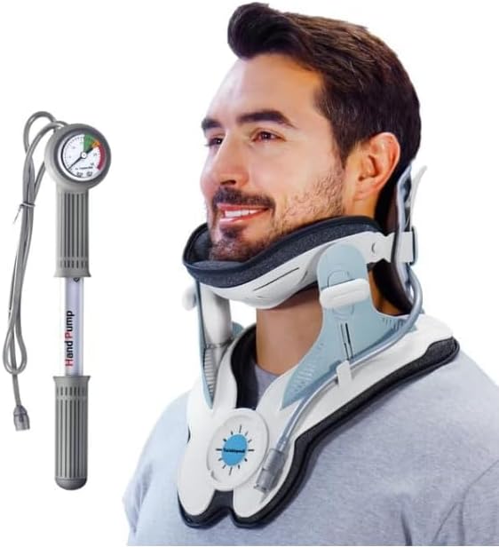Cervical Neck Traction Device Adjustable Air Pump Inflatable 8 Airbag Neck Stretcher

