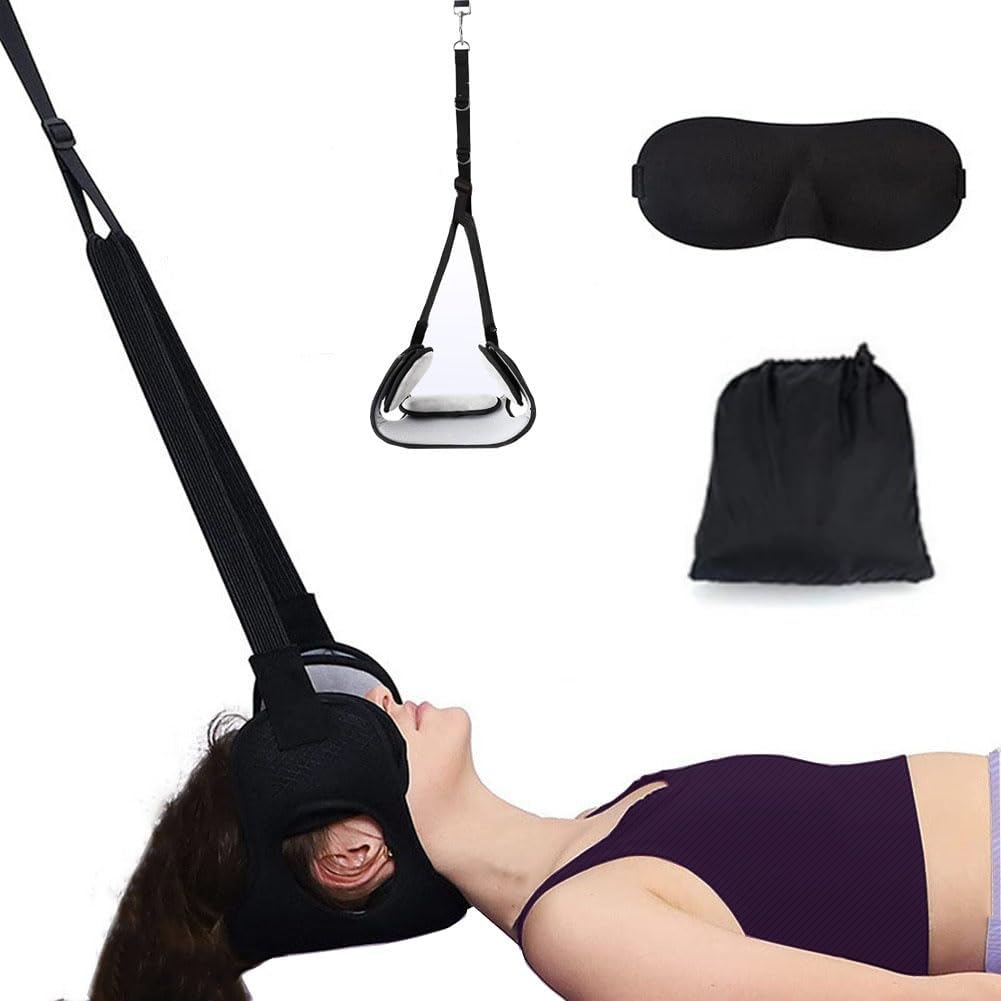 WEEOATAR Adjustable Neck Traction Stretcher Strap with Ear Holes, Release Buckle

