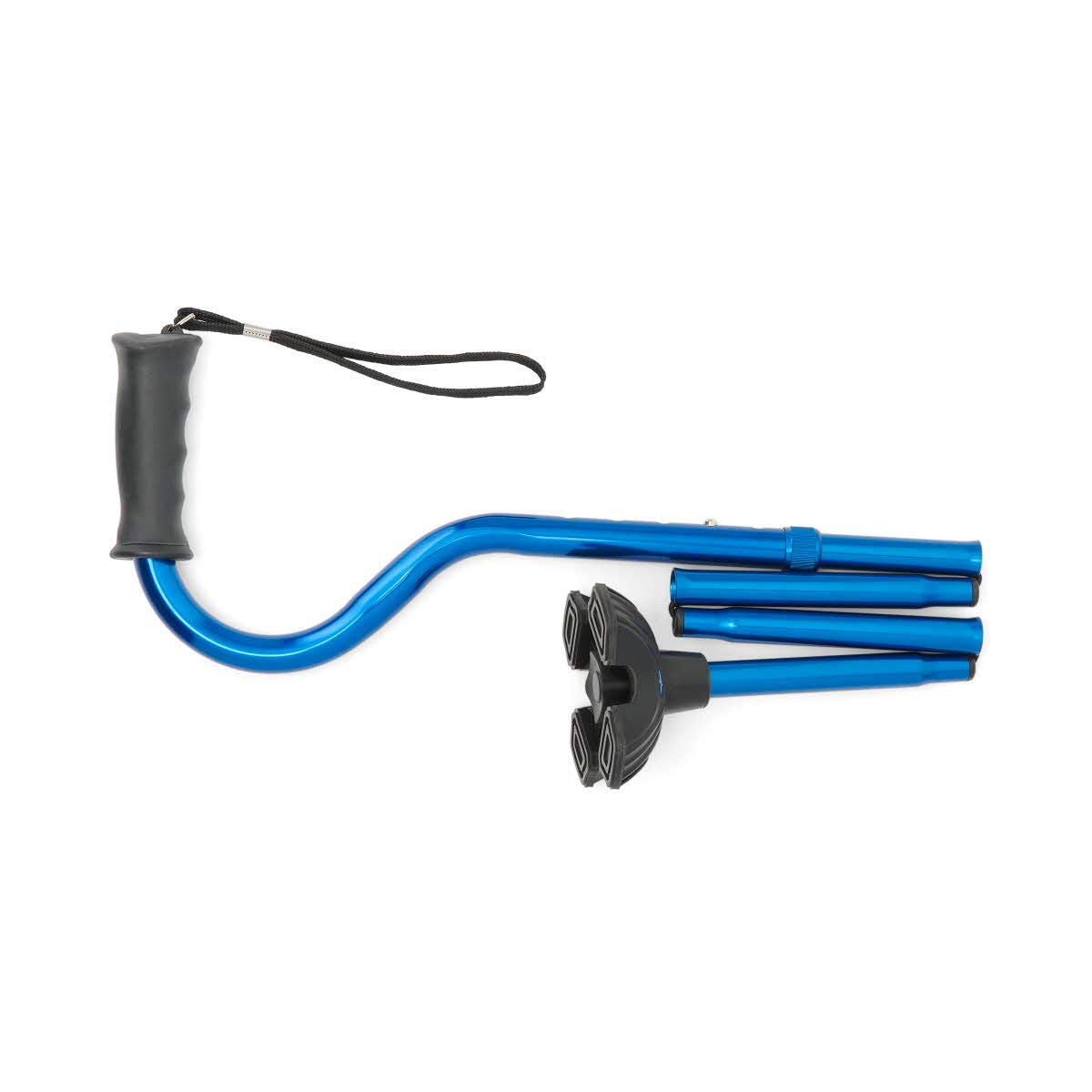 Medline Offset Folding Cane with Cushioned Gel Handle, 4-Point Base, 350 lb Capacity


