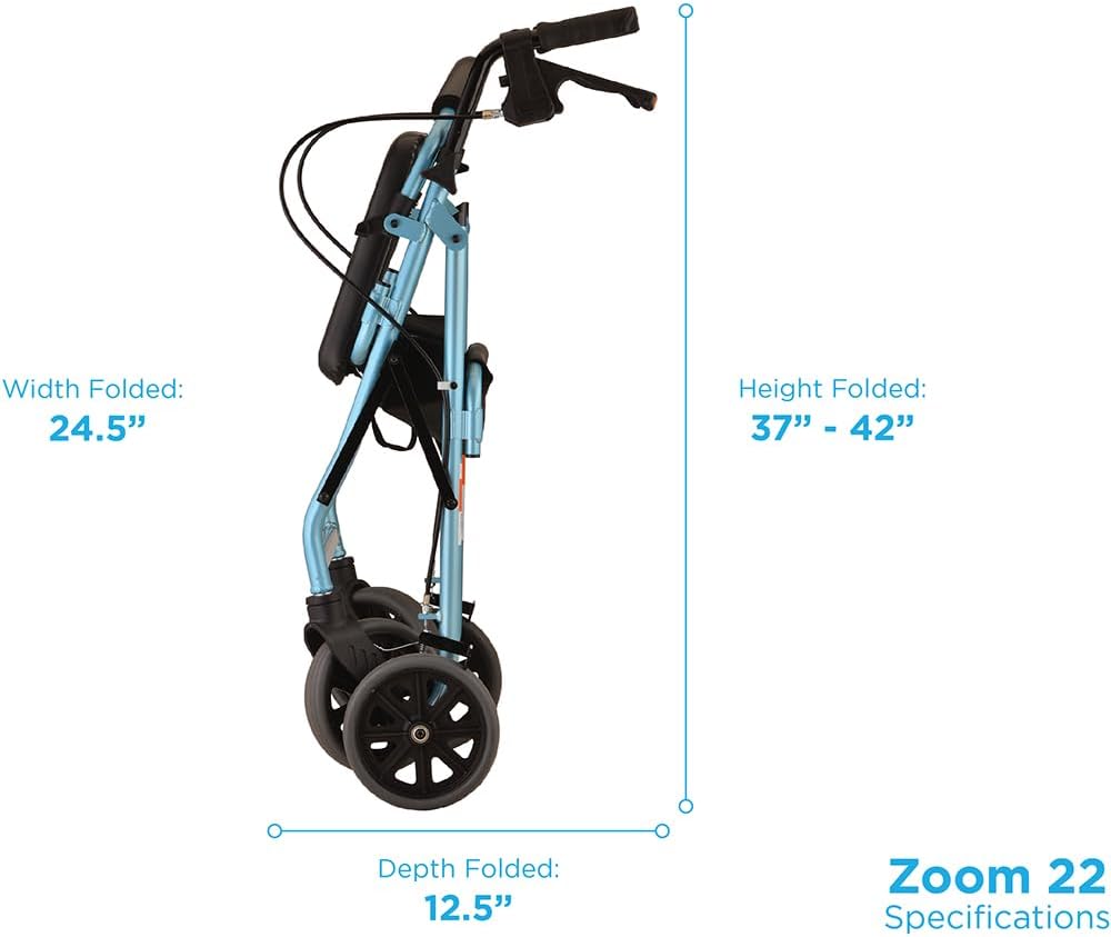 NOVA Zoom Rollator Walker with Padded Seat, Folding Lock, Locking Hand Brakes

