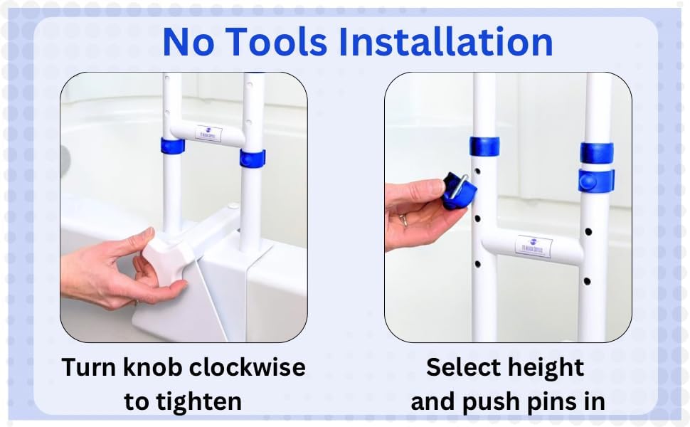 EYL Medical Supplies Adjustable Clamp-On Bathtub Grab Bar, 300 lb Capacity


