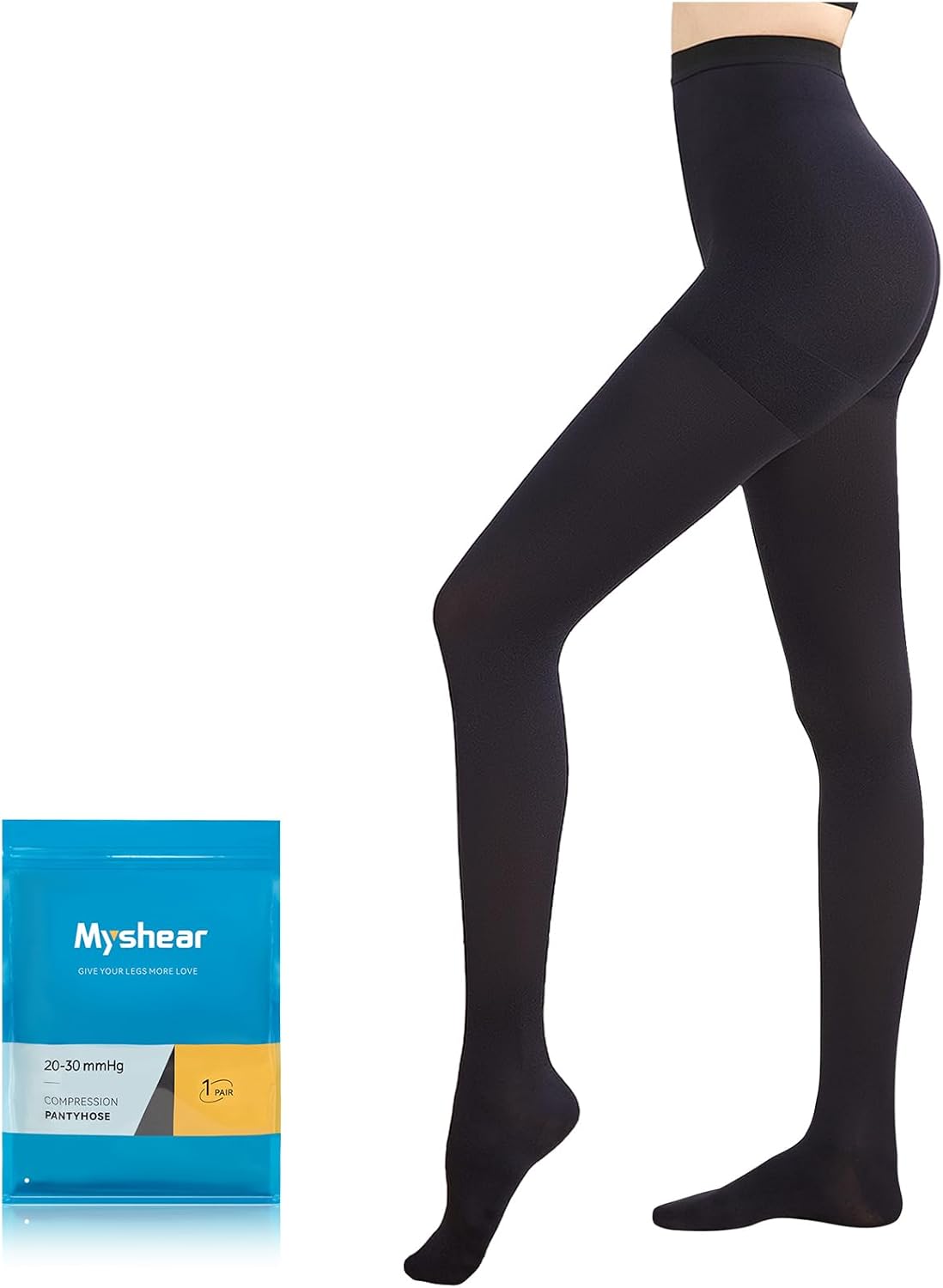 Myshear 20–30 mmHg Graduated Compression Pantyhose, Closed Toe Support Tights


