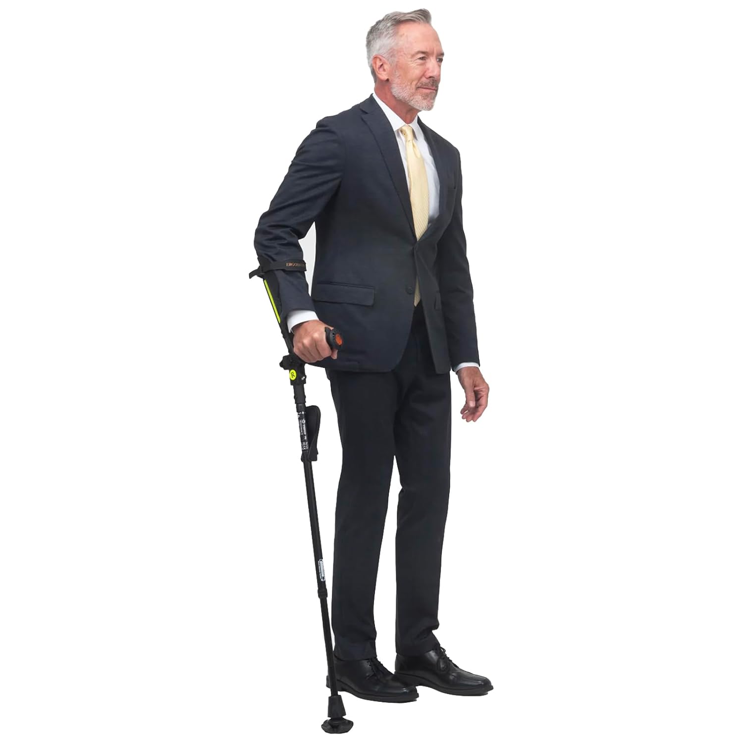Ergobaum 7G Folding Ergonomic Crutch Walking Cane with Ergocap Tip and LED


