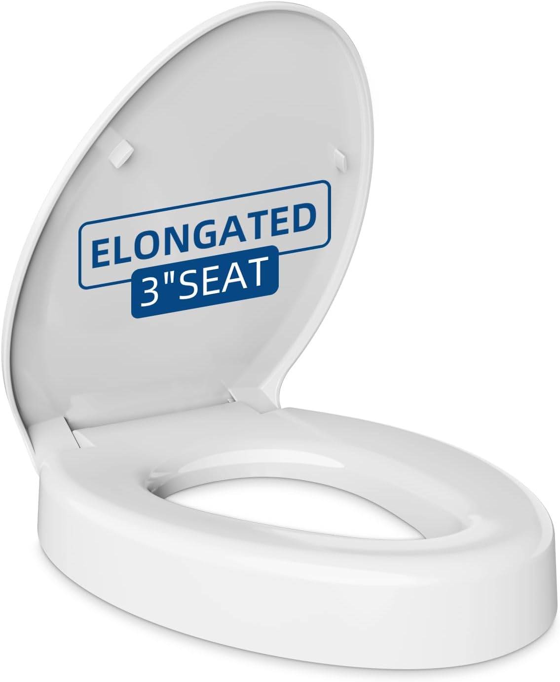 Elevated Toilet Seat Riser for Elongated Toilets, Slow Close, Anti-Slip

