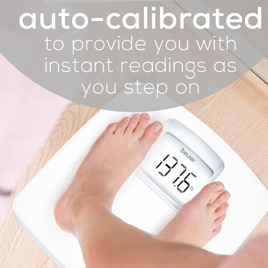 Beurer PS25 Digital Bathroom Scale for Body Weight, 400 lb Capacity, Auto-Calibrate

