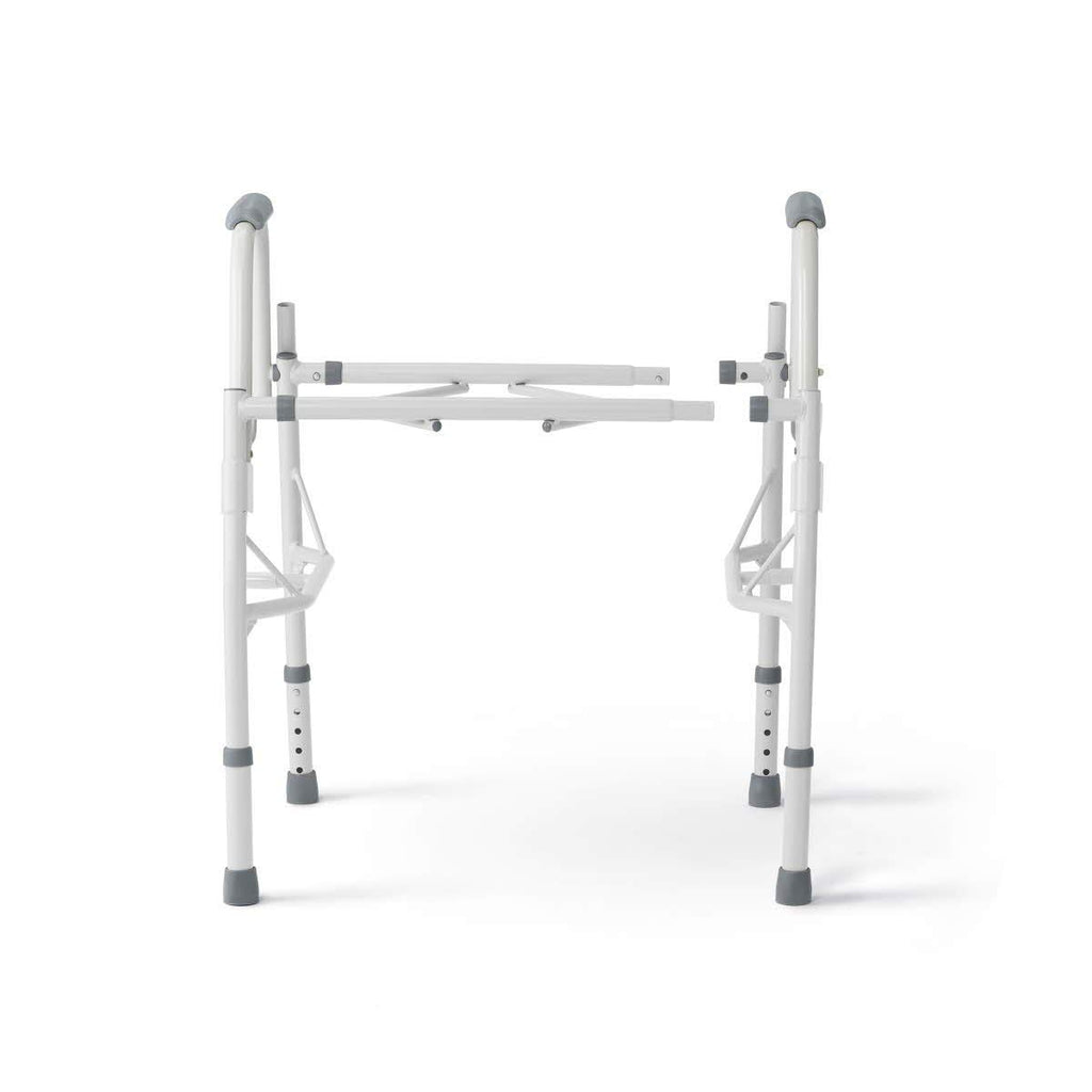 Medline Adjustable Steel Drop-Arm Bedside Commode Chair, Portable Toilet, 350 lb

