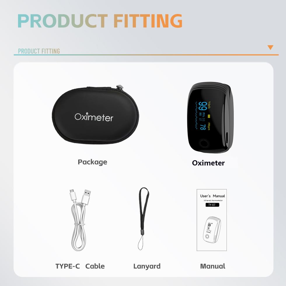 Rechargeable Fingertip Pulse Oximeter, SpO2 & Pulse Rate Monitor OLED for Sports

