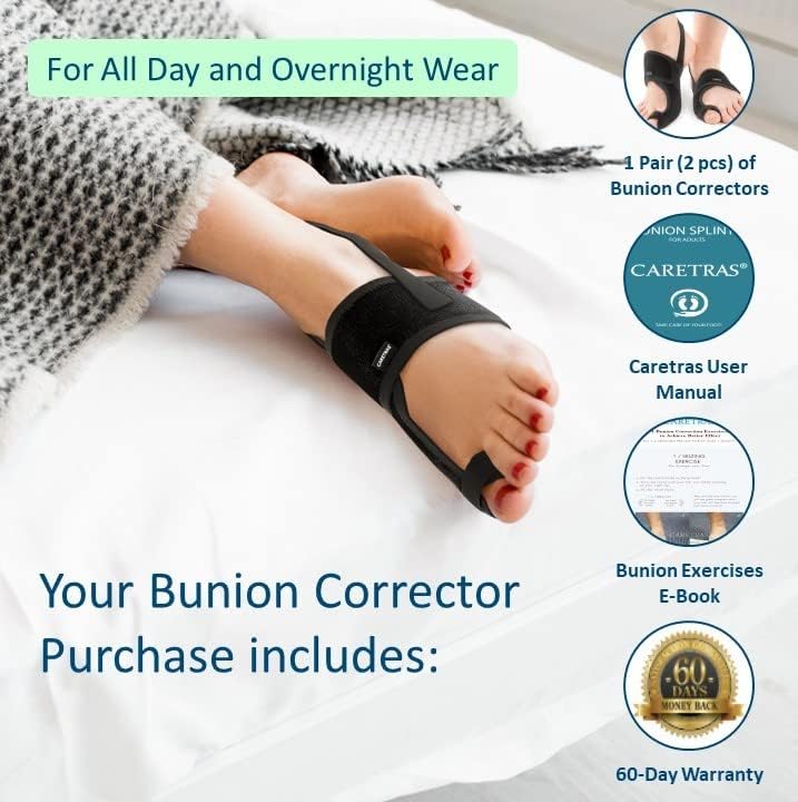 Caretras Bunion Corrector 2-Pack, Orthopedic Hallux Valgus Splint for Comfort

