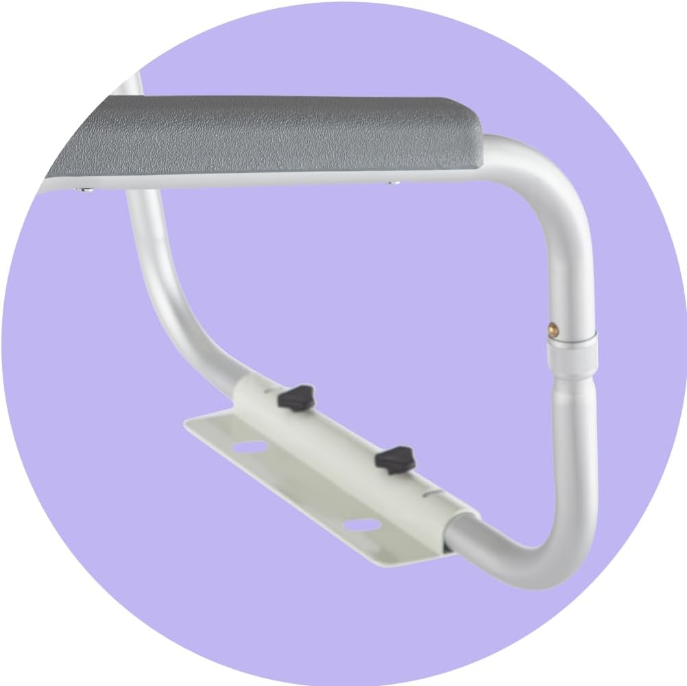 Medline Toilet Support Rail with Armrests, Height Adjustable Frame, 250 lb Capacity

