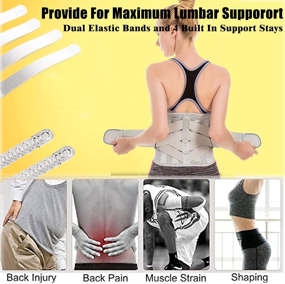 Lower Back Brace Compression Lumbar Support Belt for Men and Women, Adjustable

