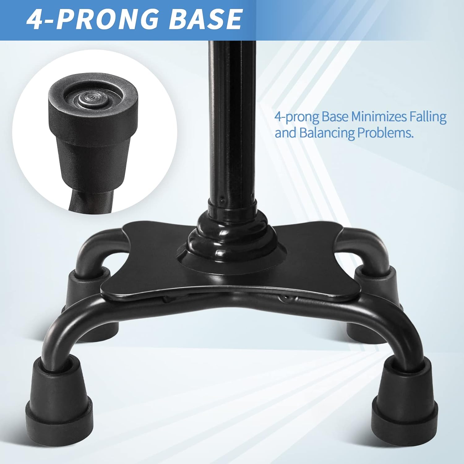 KingPavonini Adjustable Folding Walking Cane with Quad Base and Dual Handle

