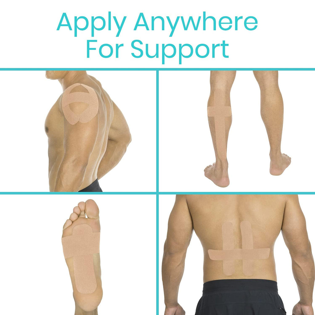Vive Kinesiology Tape Roll, Water-Resistant Therapeutic Muscle Support

