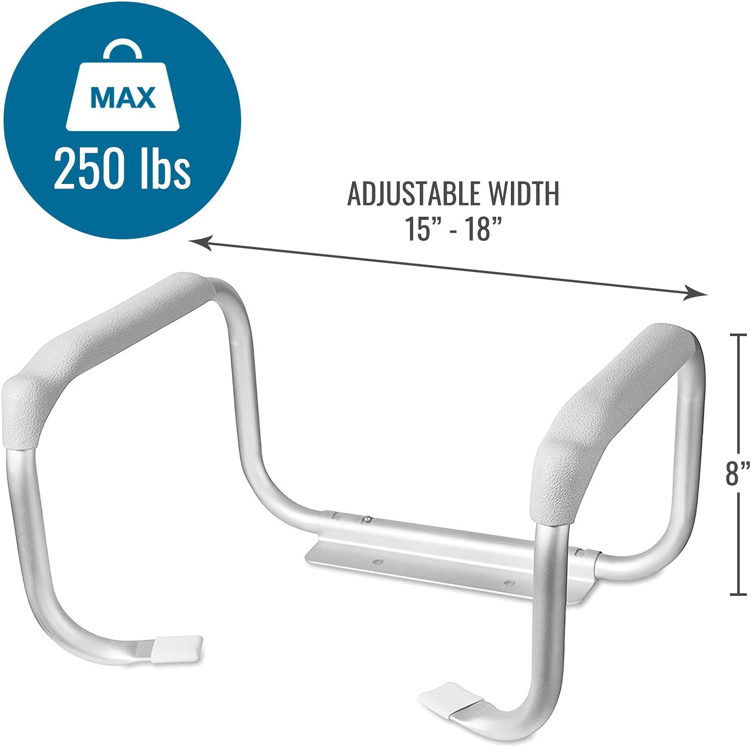 DMI Toilet Safety Rails Grab Handles with Aluminum Frame, Tool-Free Assembly

