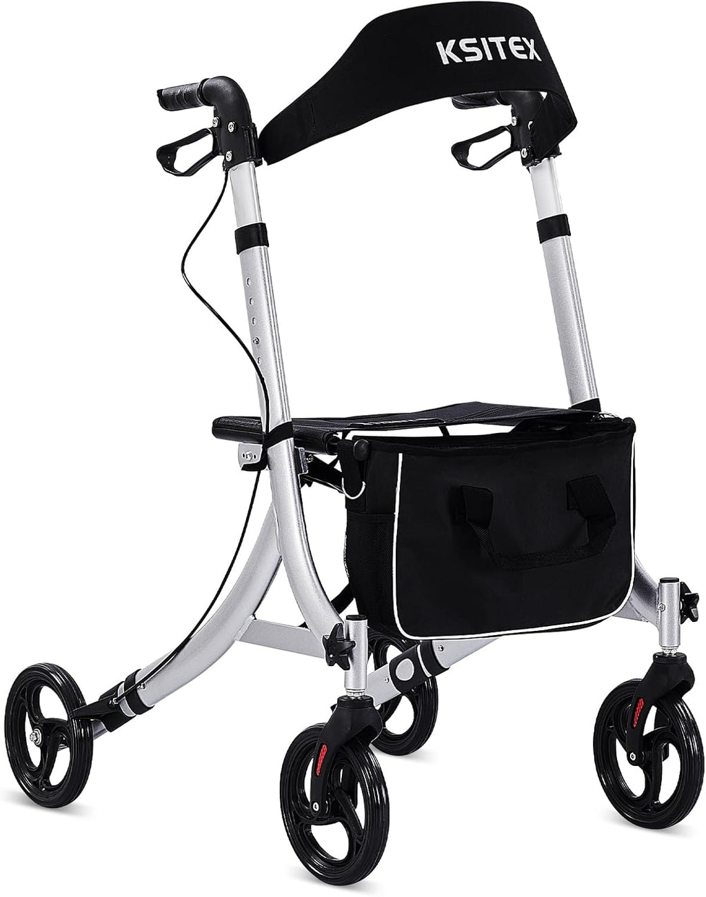 Rollator Walker for Seniors with Seat Backrest, Folding Aluminum, Brakes, 8" Wheels

