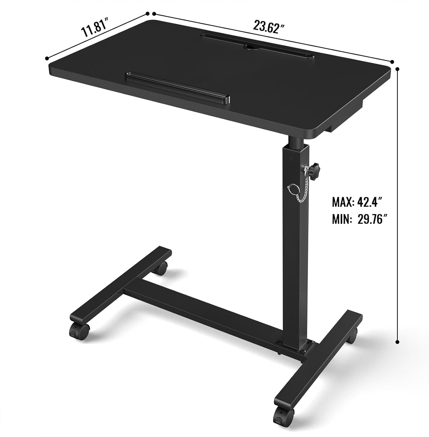 Eocnrhe Adjustable Overbed Bedside Table with Wheels, Rolling Hospital Desk

