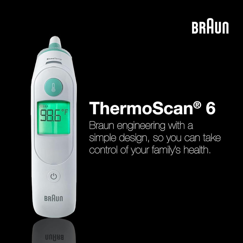 Braun ThermoScan 6 Ear Thermometer IR Technology Color-Coded Display IRT6515

