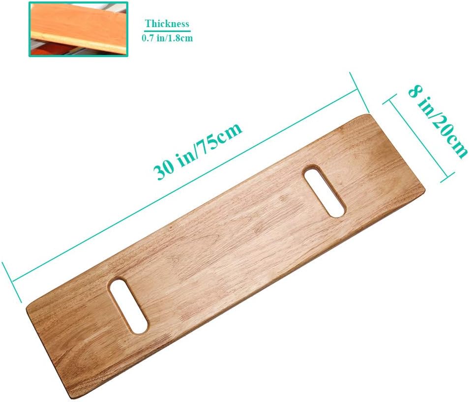 Wooden Transfer Board with Handles, 500 lb Capacity Slide Board for Mobility Transfers

