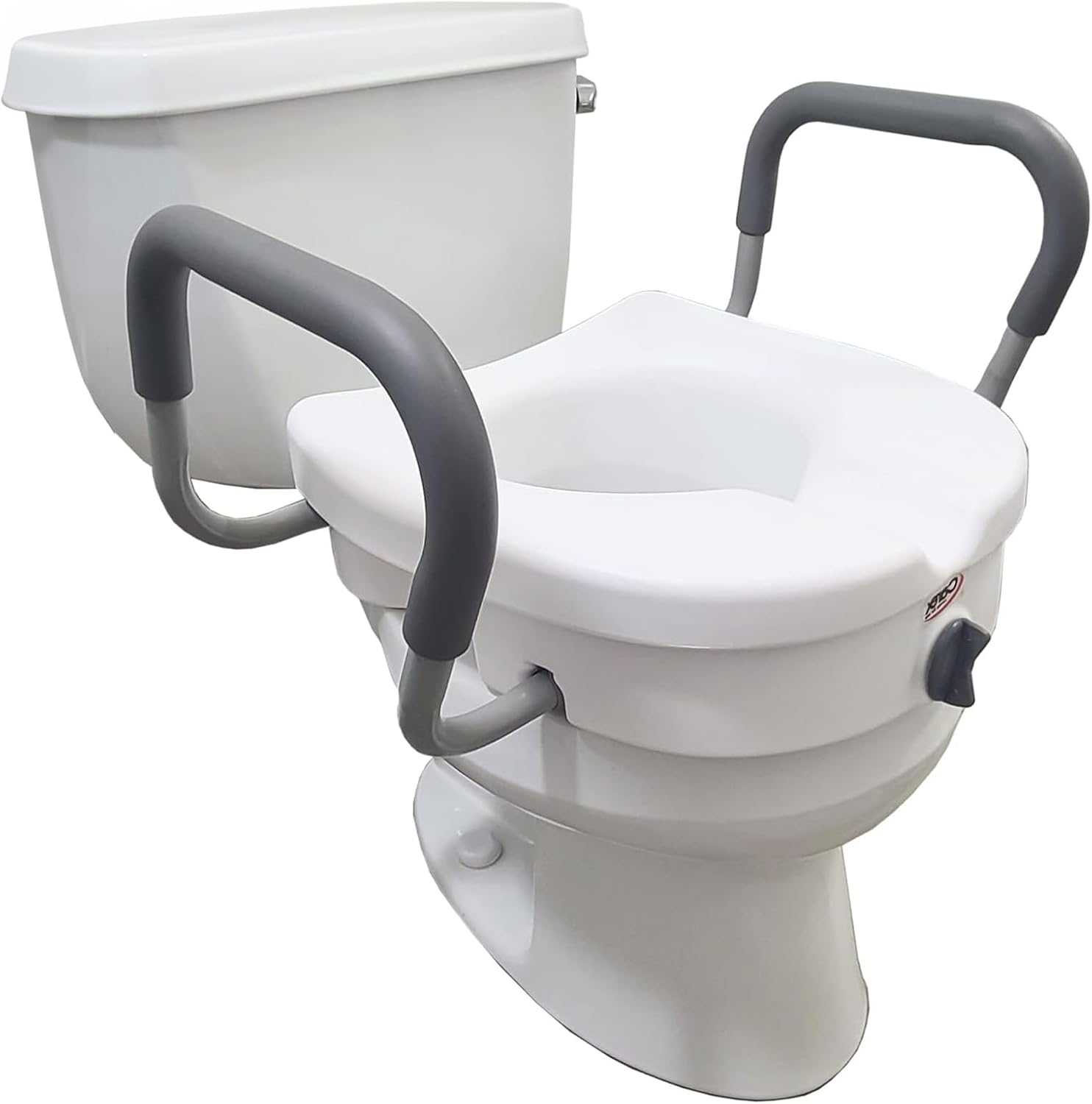Carex E-Z Lock Raised Toilet Seat with Handles, 5 in Toilet Riser for Seniors

