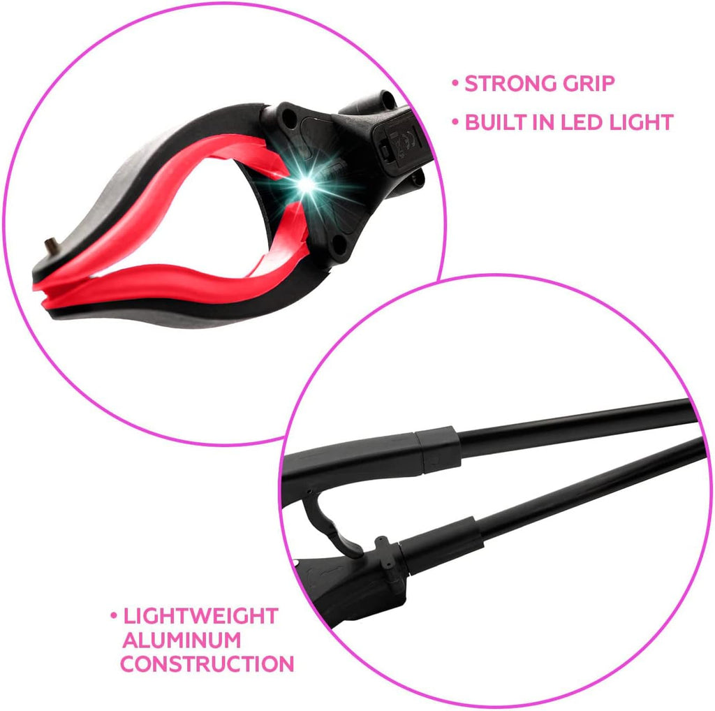 Luxet Magnetic Reacher Grabber Tool with LED, 19 in Aluminum Claw Pickup

