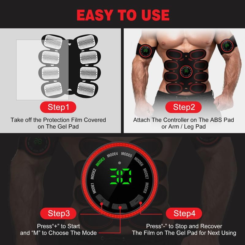 Drezela EMS Abs Stimulator Belt Electronic Muscle Stimulator USB Rechargeable

