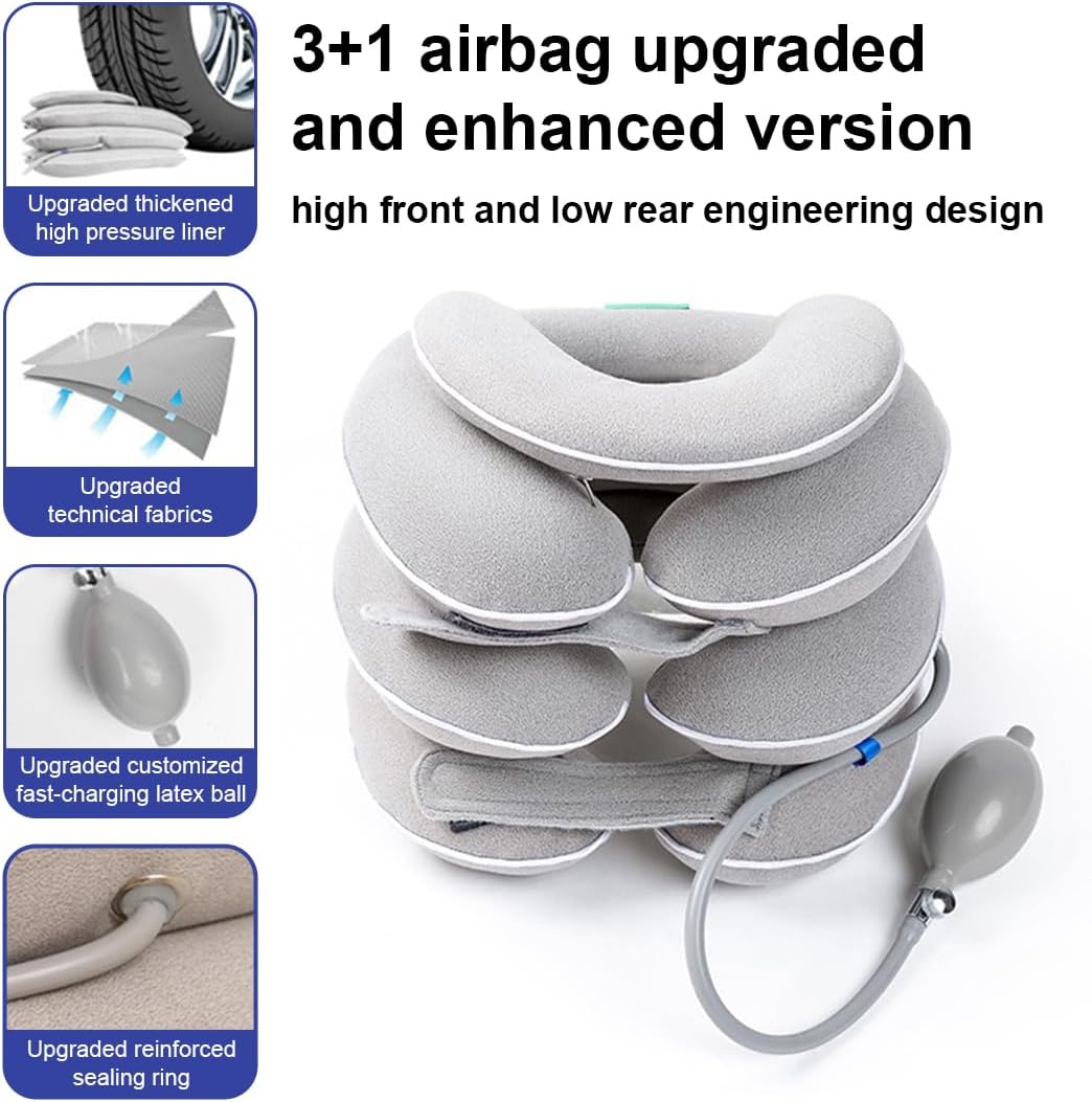 Adjustable Inflatable Neck Traction Device with Neck Brace for Cervical Relief

