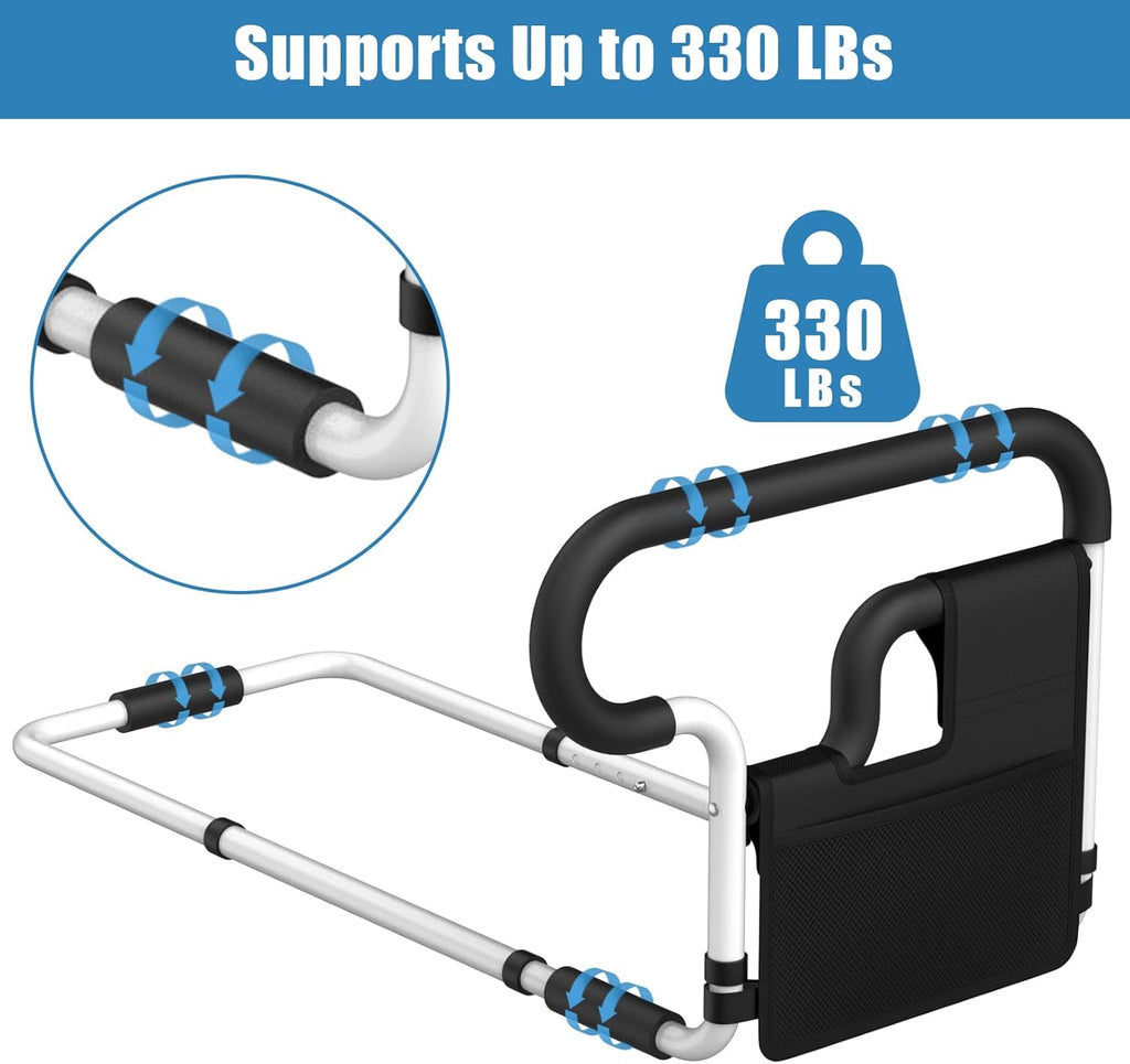 Adjustable Bed Rail for Seniors Bedside Safety Handle Support Bar for Elderly Adults

