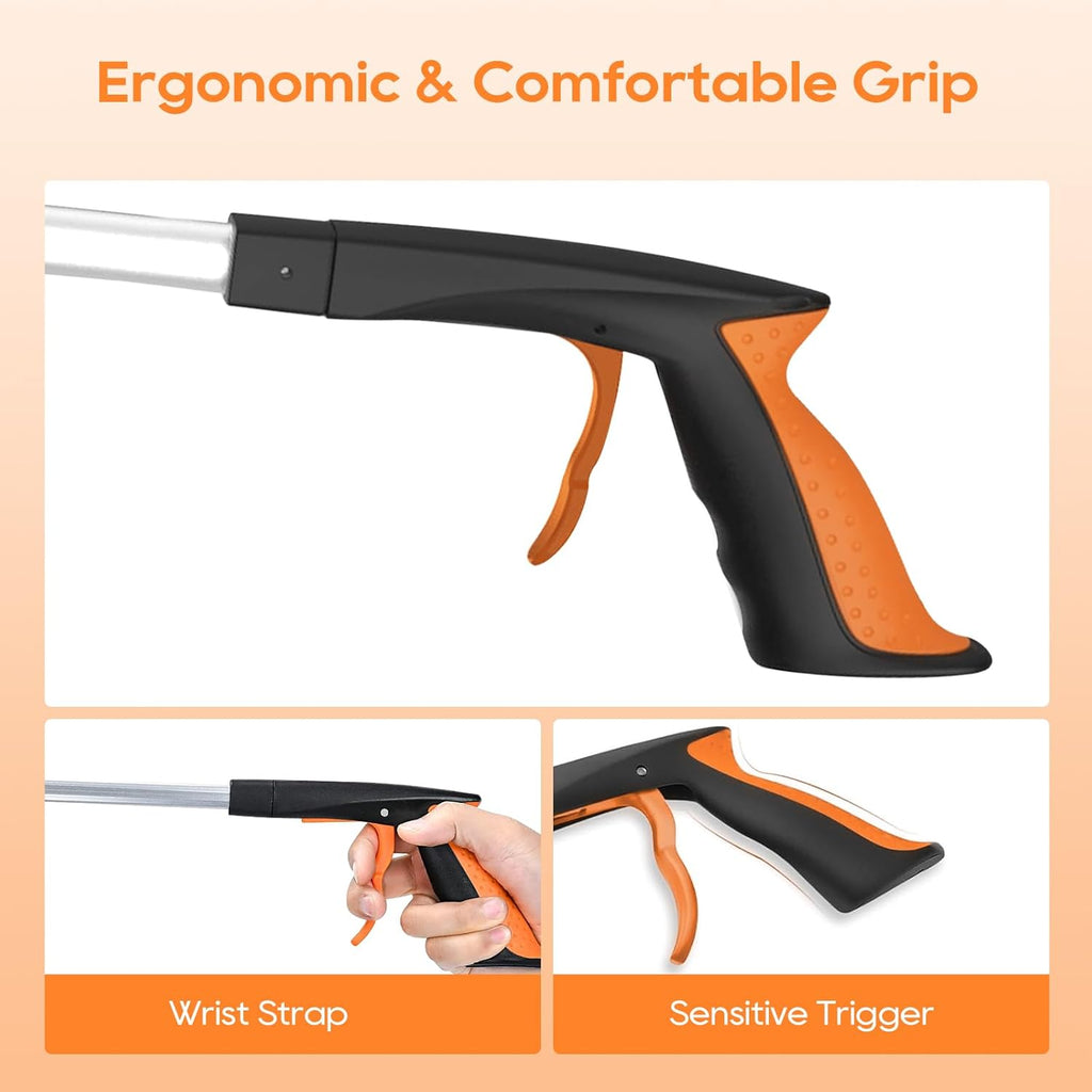 Heavy Duty Foldable Grabber Reacher Tool with 360° Rotating Jaw and Magnetic Tip

