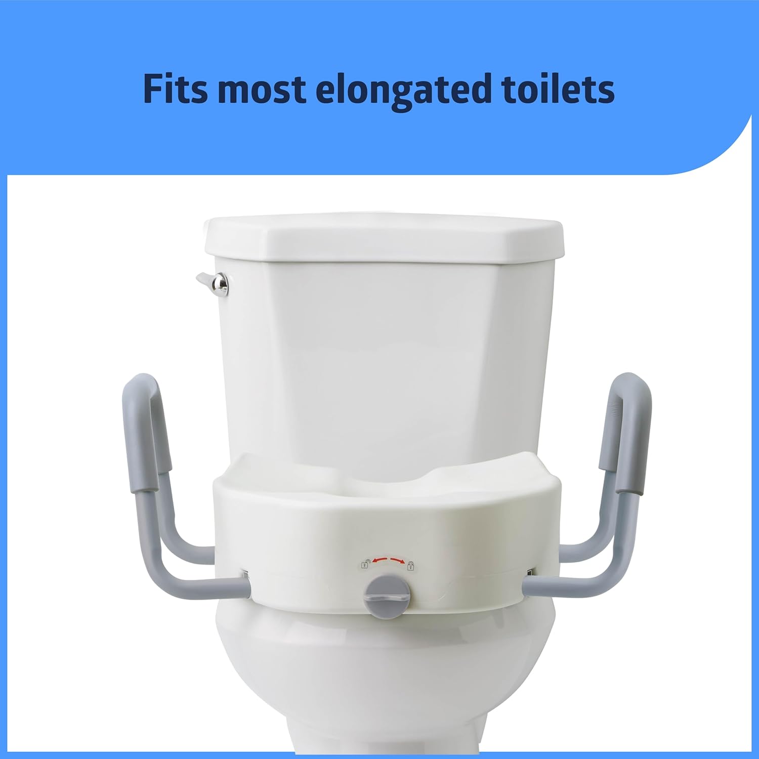 Medline 5-Inch Raised Locking Toilet Seat Riser with Removable Padded Arms

